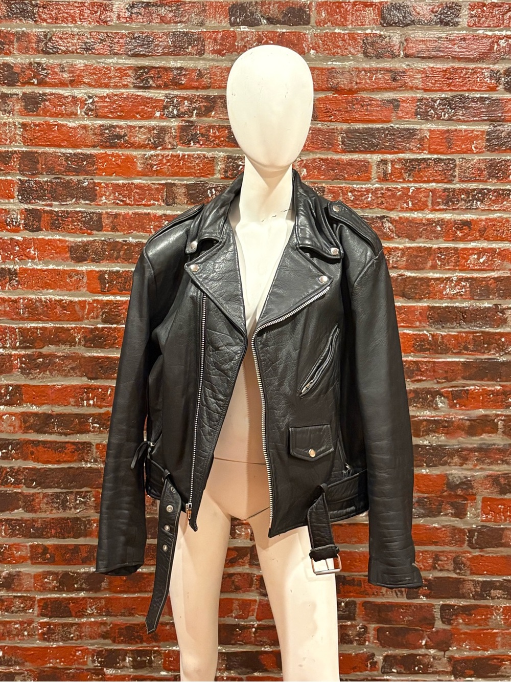Wilson Black Leather Moto Jacket for Men/unisex